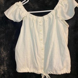 Madewell cream shirt flutter sleeves faux buttons